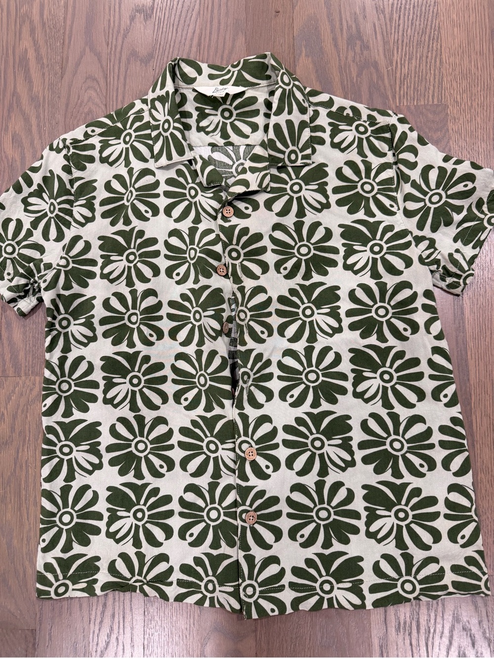 Kids Olive Floral Button-Down Shirt by Bixby